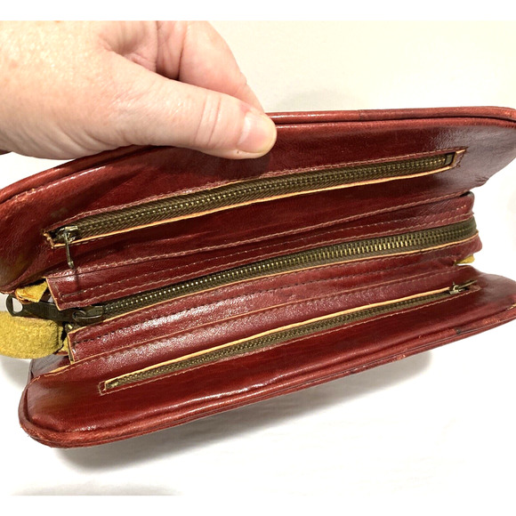 Vintage red tooled leather handbag purse Boho southwestern unique retro bag - Picture 9 of 12